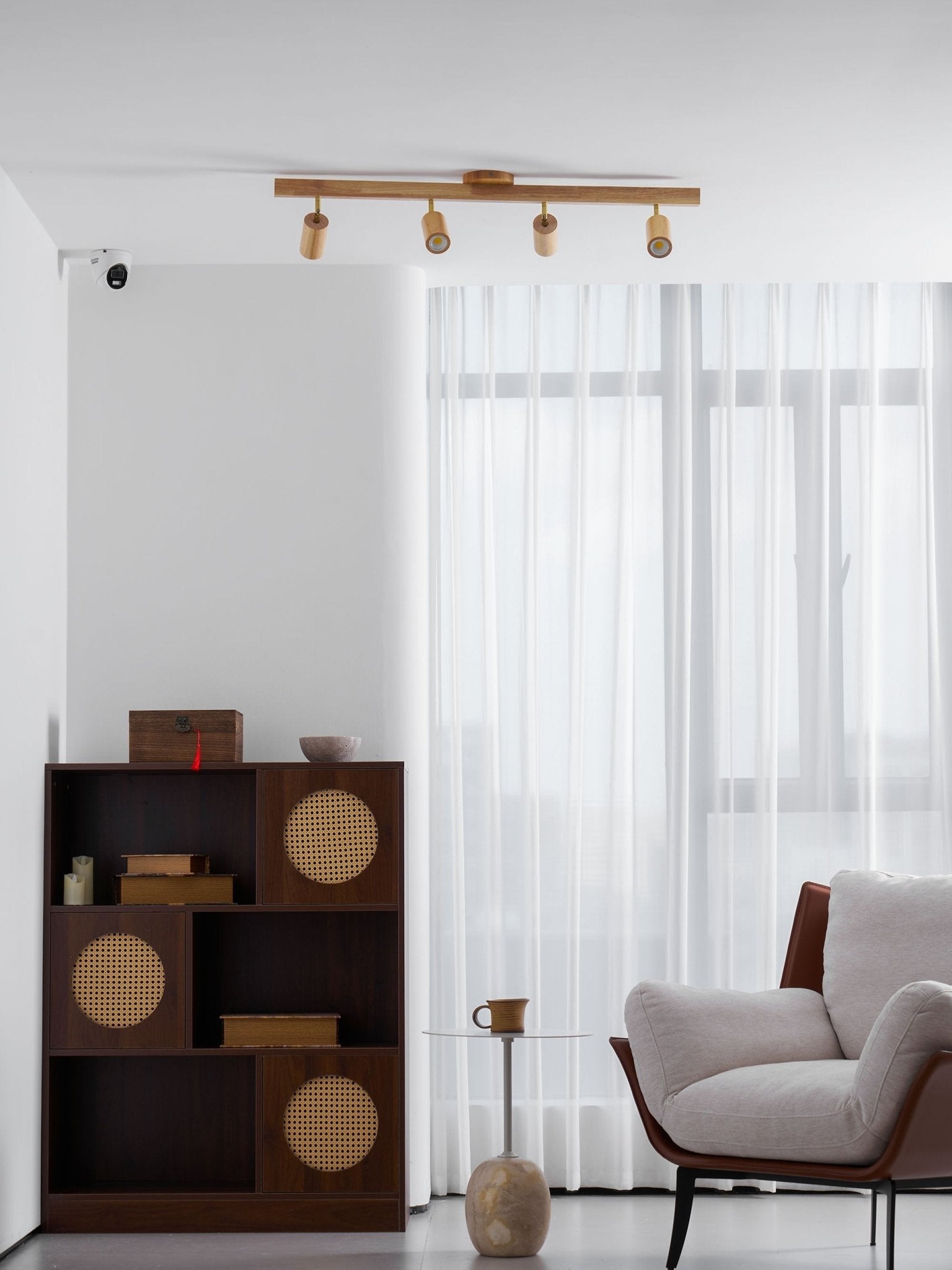 Japanese Wooden Adjustable LED Spotlight 1-Light Lasson Living