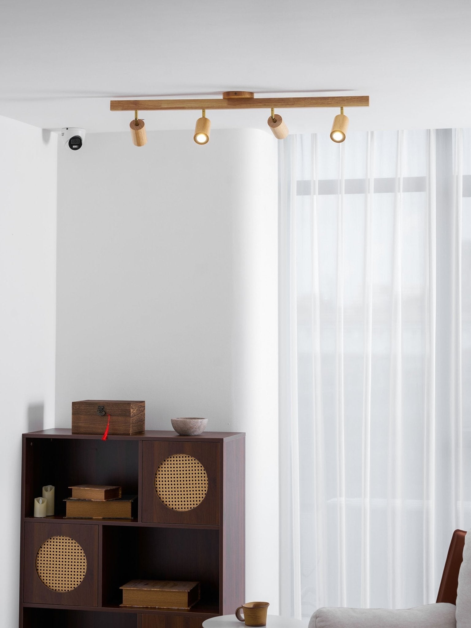 Japanese Wooden Adjustable LED Spotlight 1-Light Lasson Living