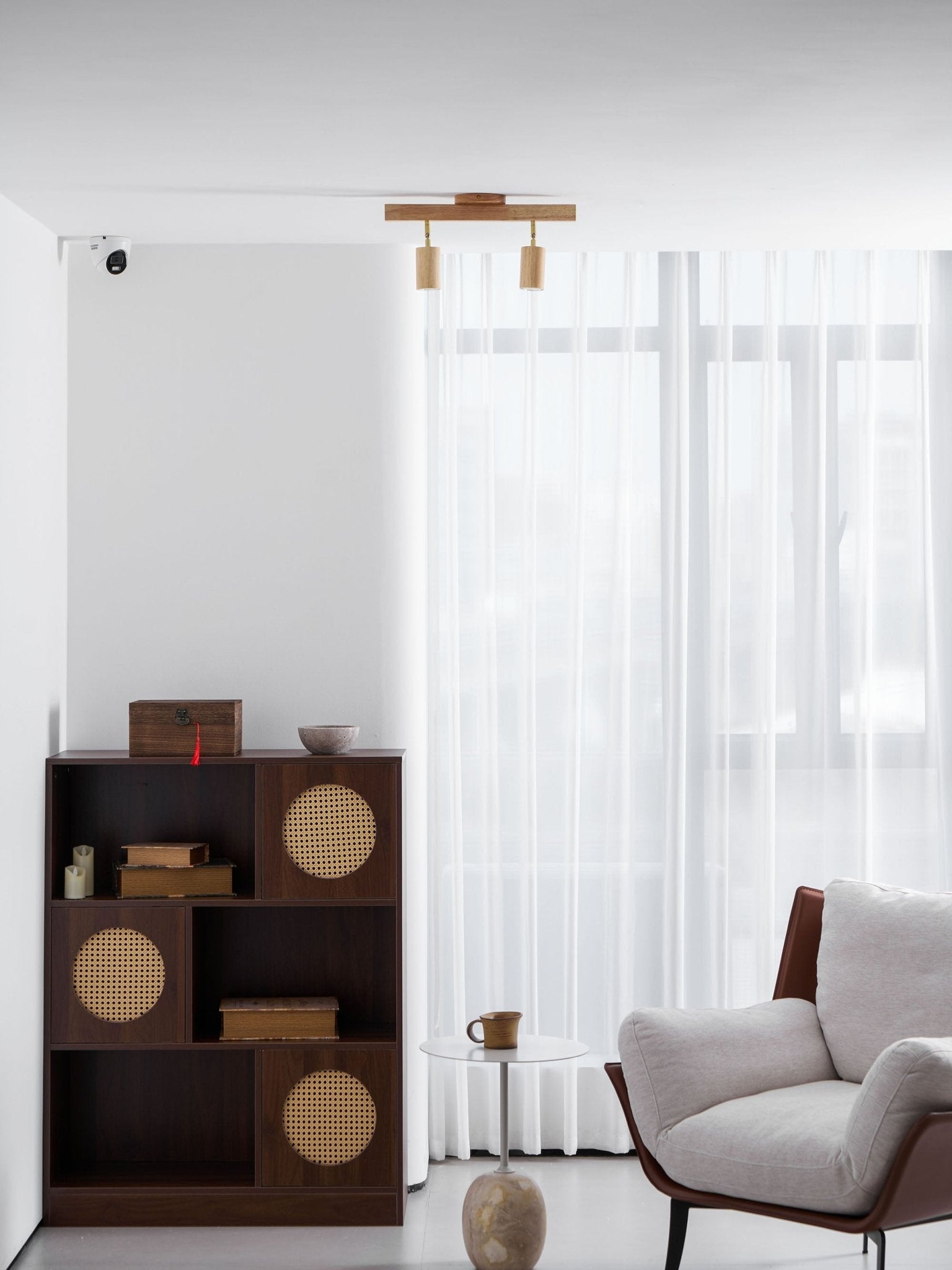 Japanese Wooden Adjustable LED Spotlight 1-Light Lasson Living