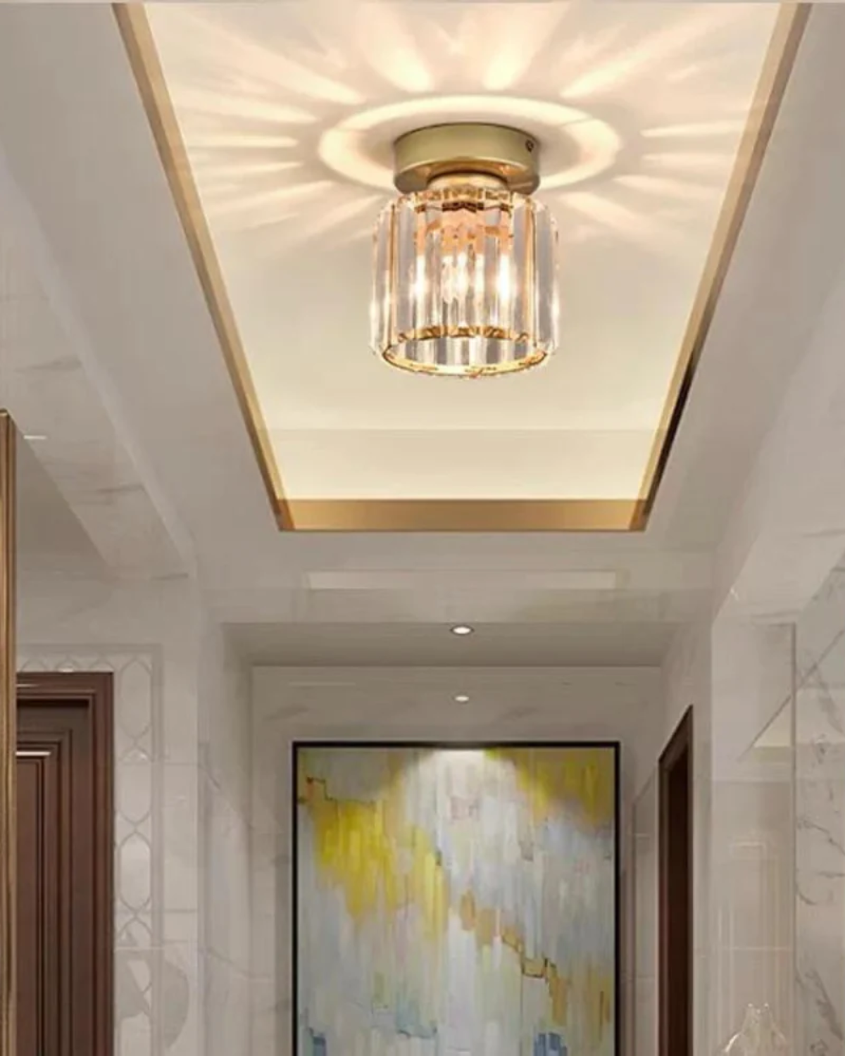 Modern Glass Square Ceiling Light 1-Light Lasson Living
