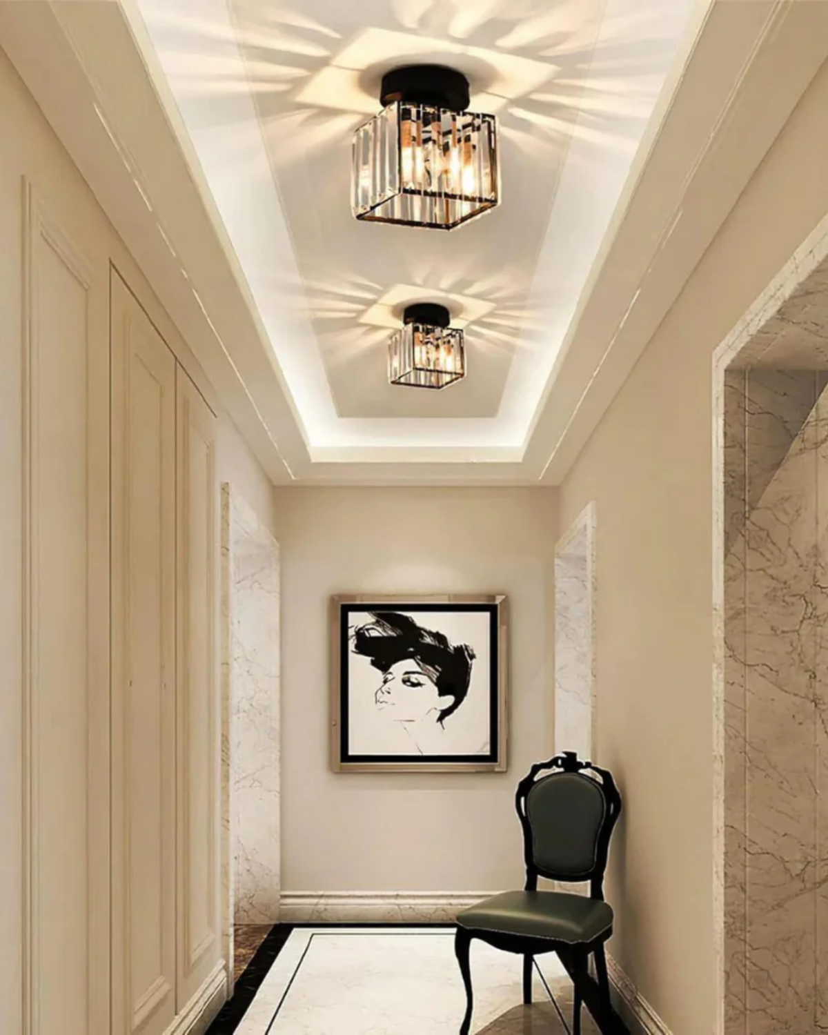 Modern Glass Square Ceiling Light 1-Light Lasson Living