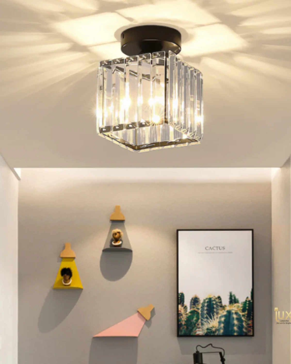 Modern Glass Square Ceiling Light 1-Light Lasson Living