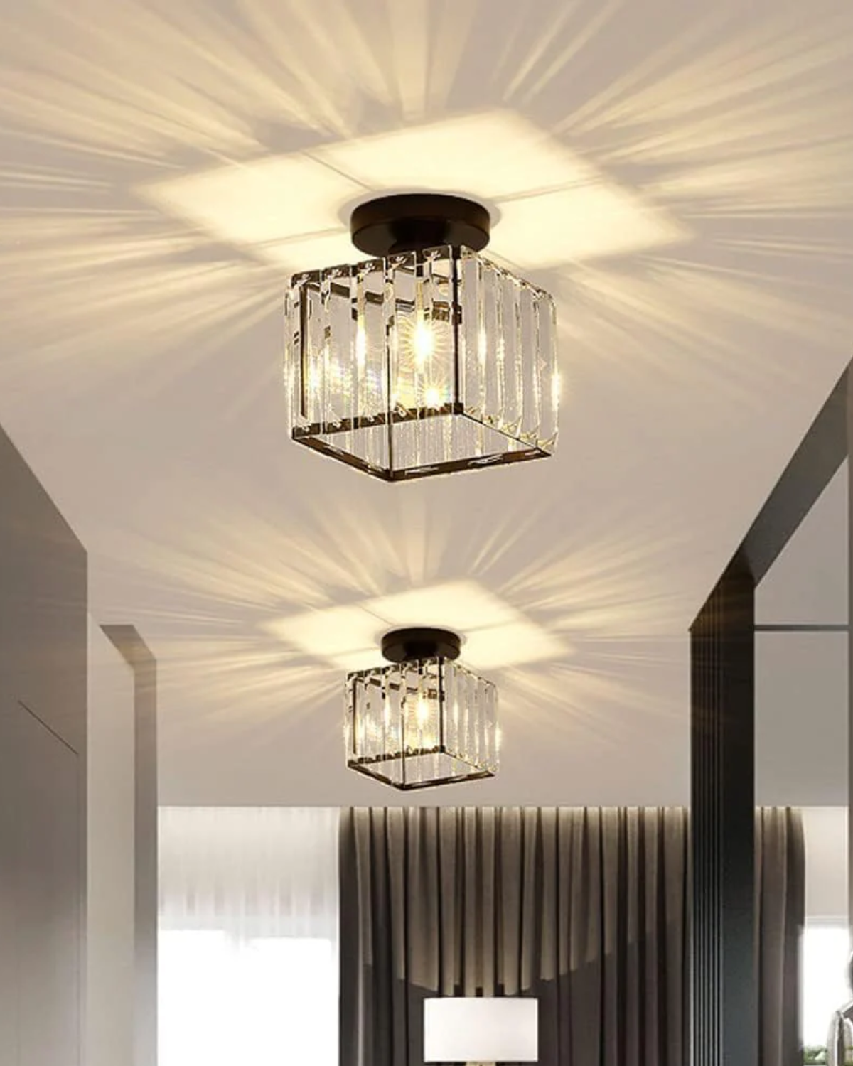Modern Glass Square Ceiling Light 1-Light Lasson Living