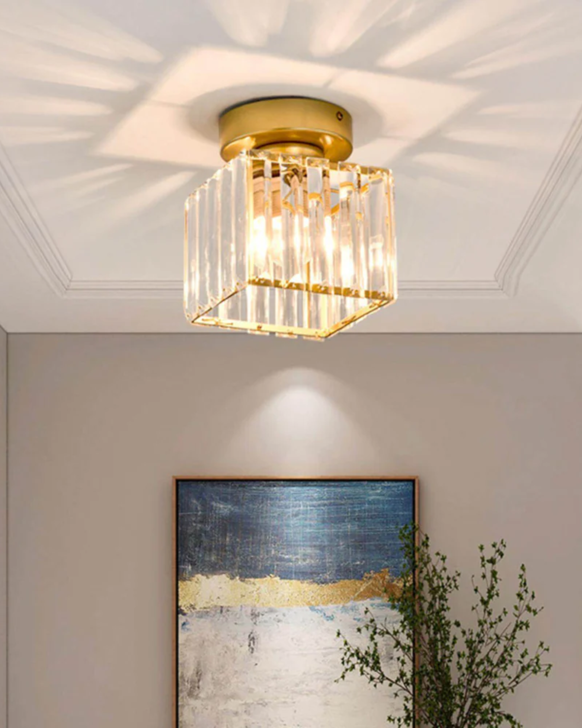 Modern Glass Square Ceiling Light 1-Light Lasson Living