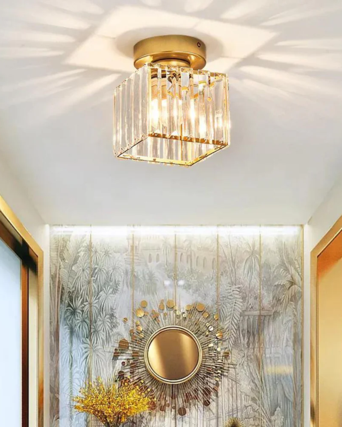 Modern Glass Square Ceiling Light 1-Light Lasson Living