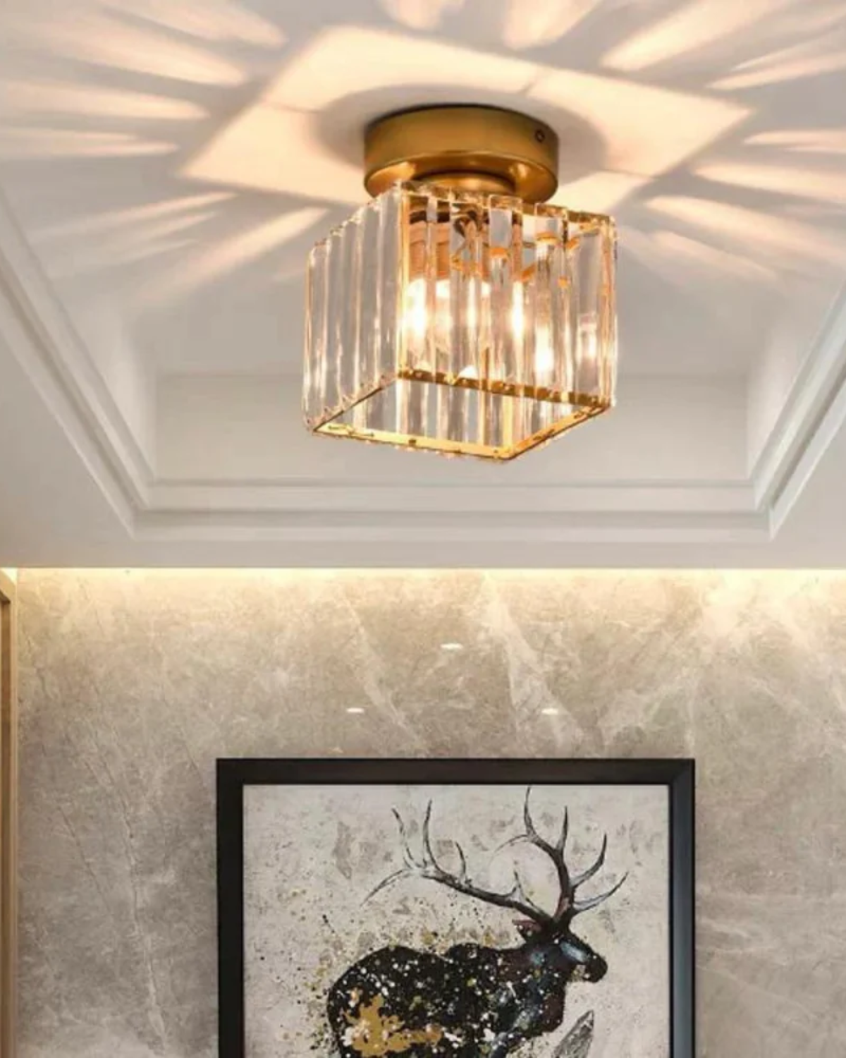 Modern Glass Square Ceiling Light 1-Light Lasson Living