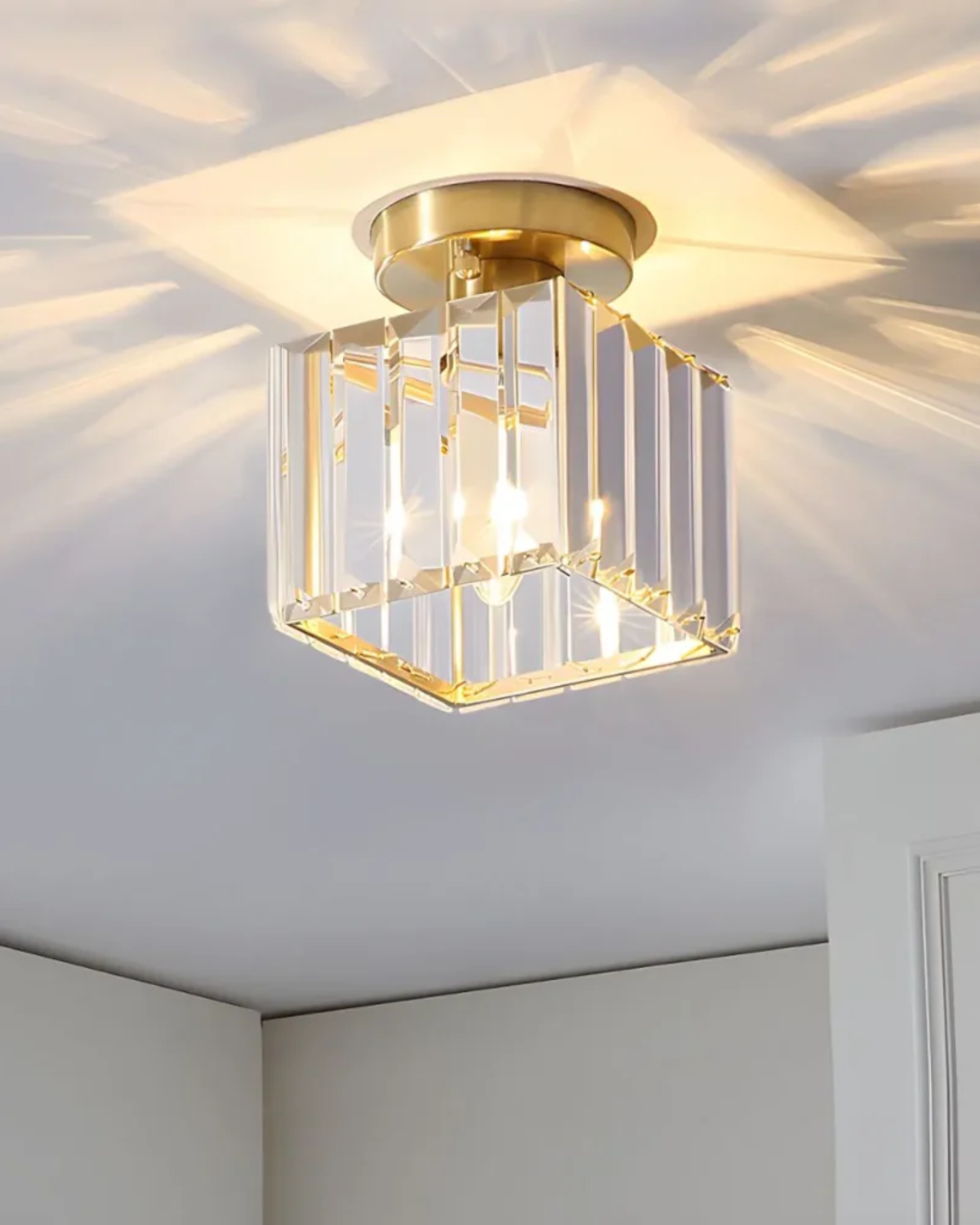 Modern Glass Square Ceiling Light 1-Light Lasson Living