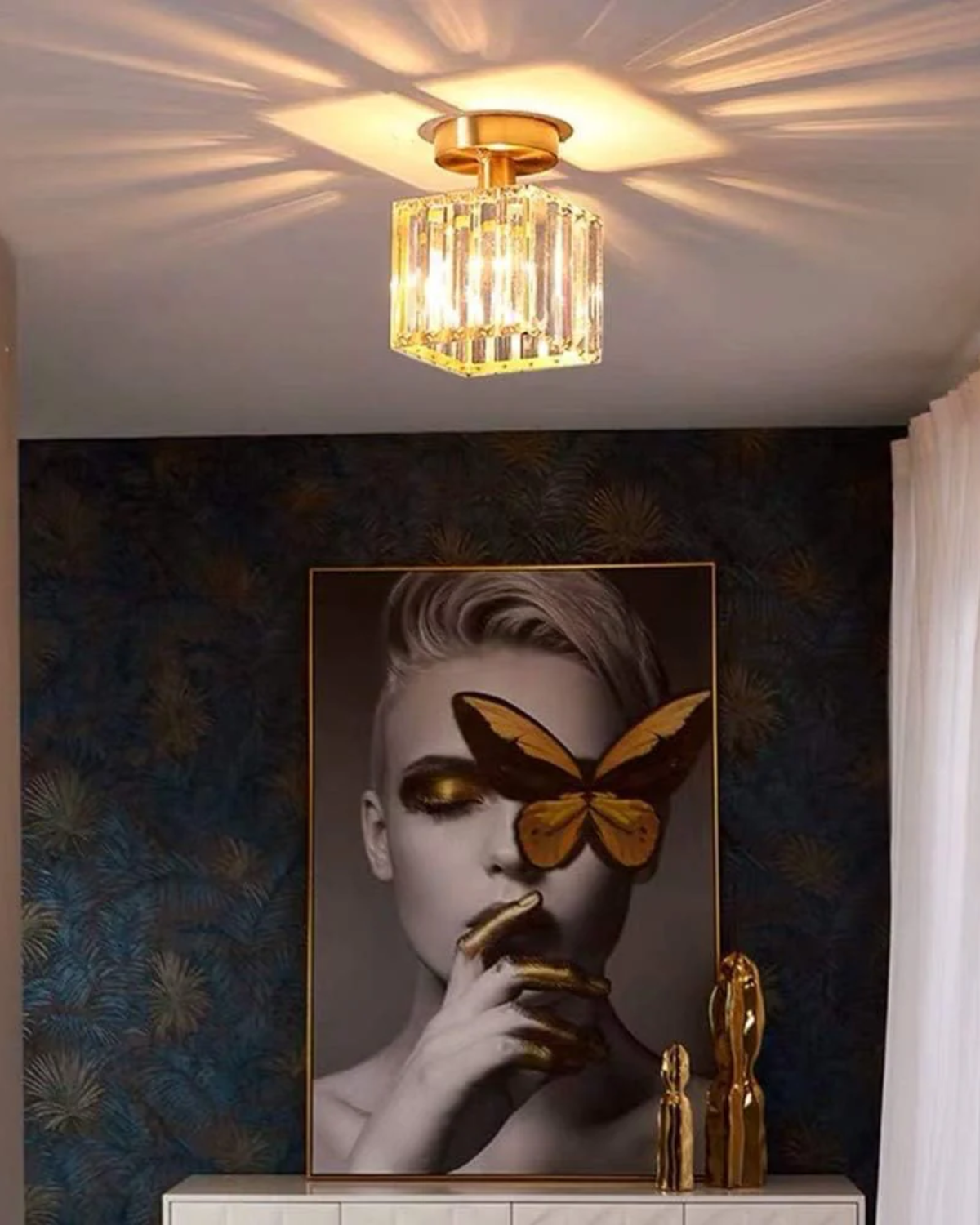 Modern Glass Square Ceiling Light 1-Light Lasson Living