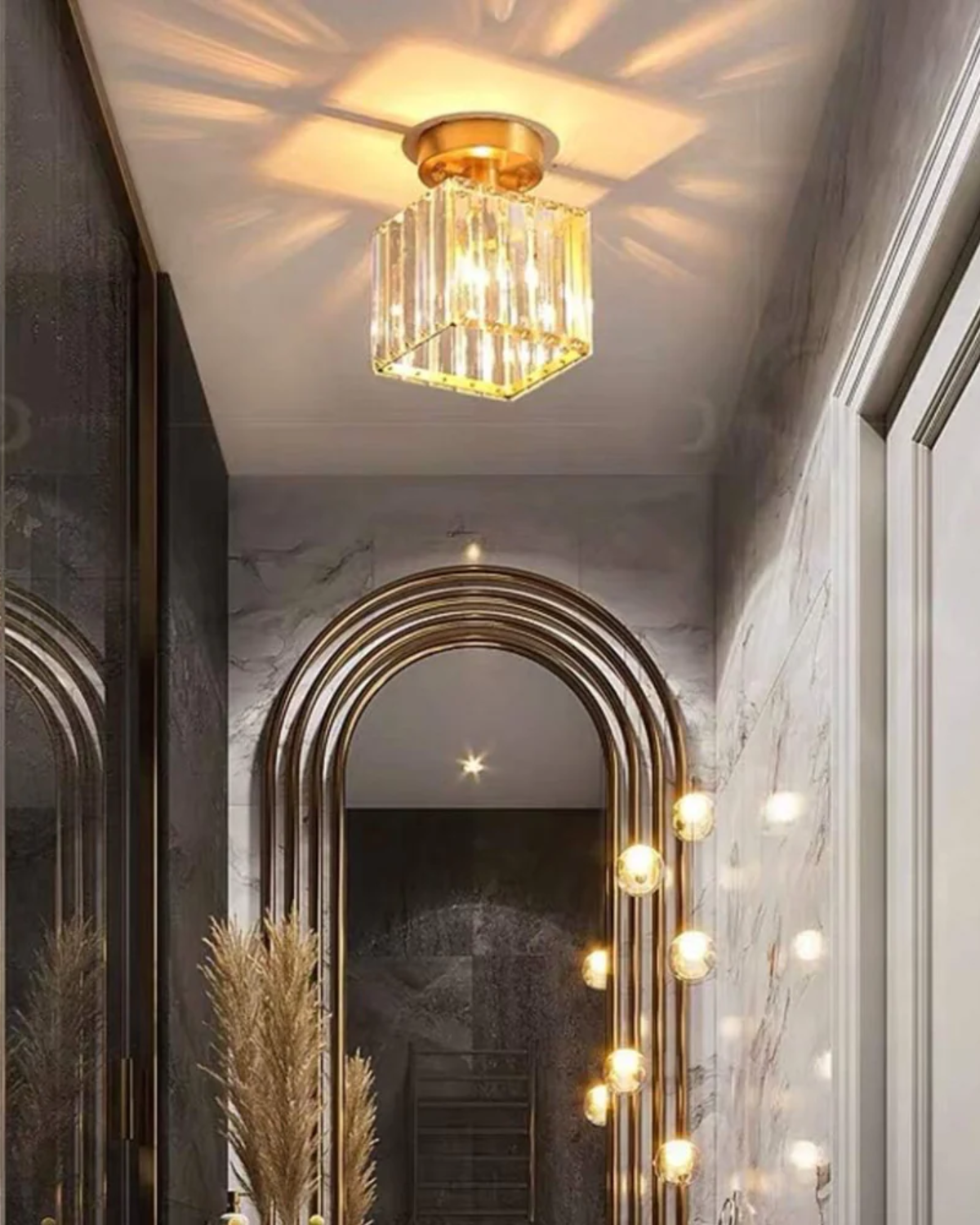 Modern Glass Square Ceiling Light 1-Light Lasson Living