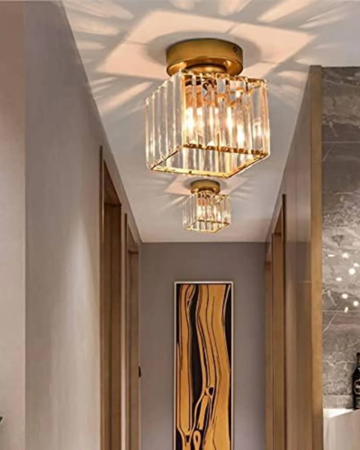 Modern Glass Square Ceiling Light 1-Light Lasson Living