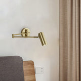 Nordic Brass Cylinder Swing Arm Wall Sconce Lamp 1-Light Lasson Living