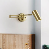 Nordic Brass Cylinder Swing Arm Wall Sconce Lamp 1-Light Lasson Living