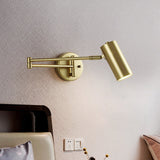 Nordic Brass Cylinder Swing Arm Wall Sconce Lamp 1-Light Lasson Living