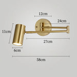 Nordic Brass Cylinder Swing Arm Wall Sconce Lamp 1-Light Lasson Living