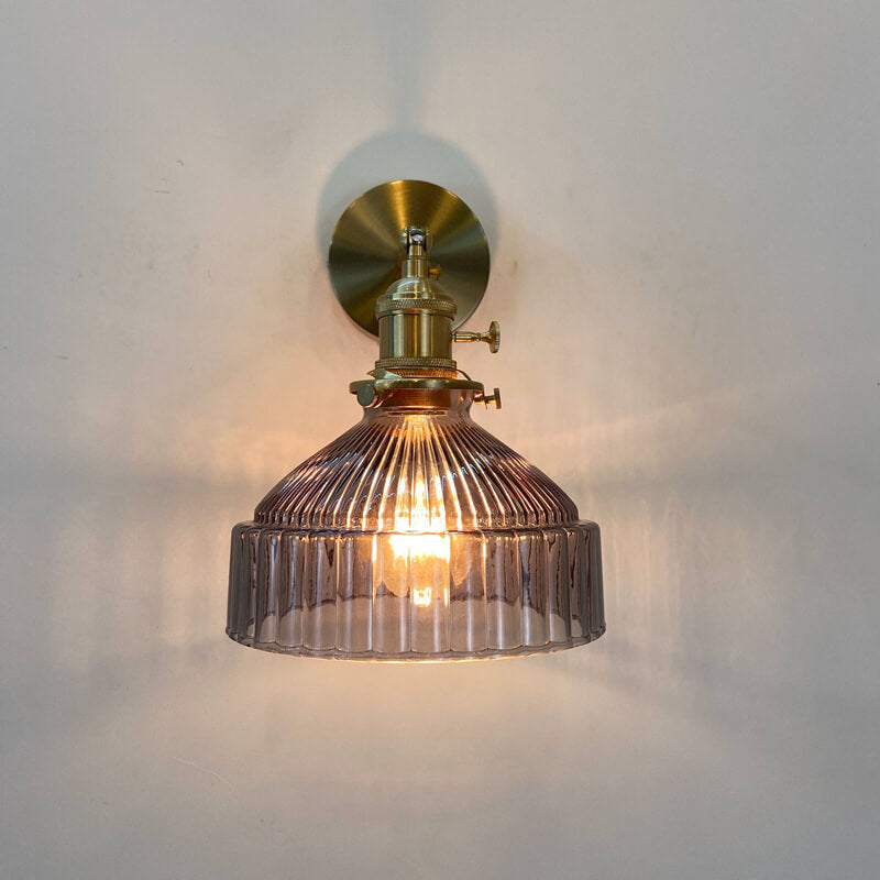 Nordic Brass Glass Dome Wall Sconce Lamp 1-Light Lasson Living