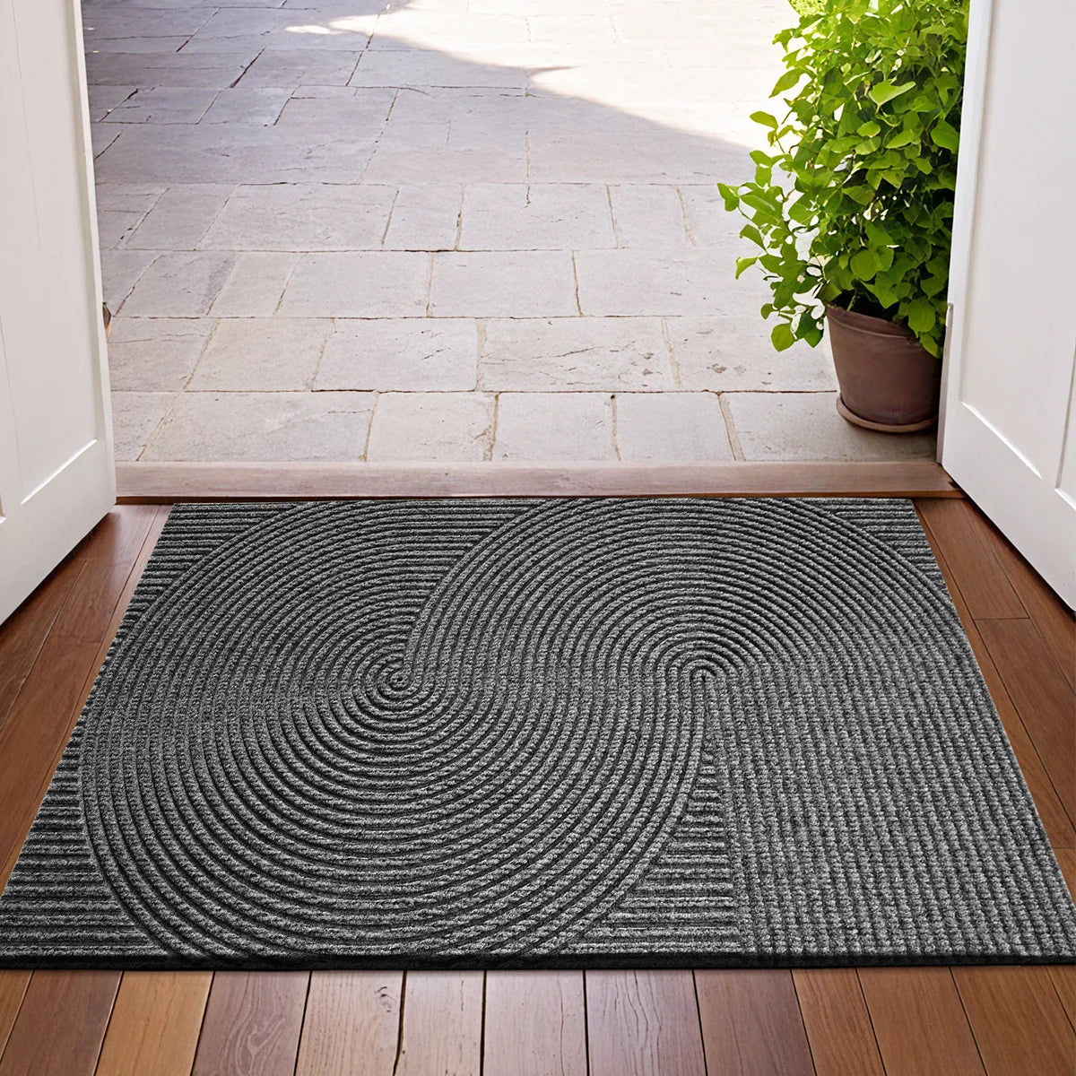Nivara - 3D Grooved Door Mat of Durable Polyester with Non-Slip for Indoor and Outdoor Use Lasson Living