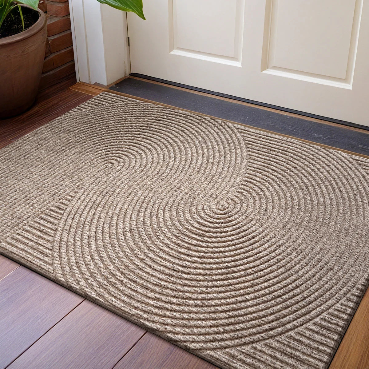 Nivara - 3D Grooved Door Mat of Durable Polyester with Non-Slip for Indoor and Outdoor Use Lasson Living
