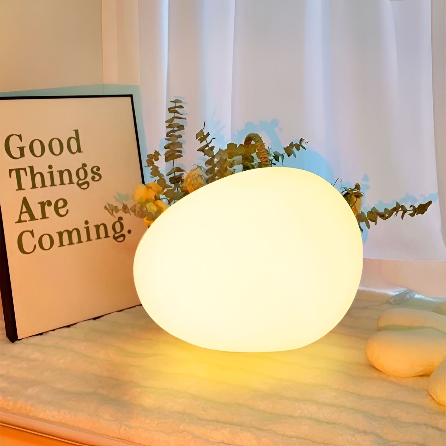 Nordic Stone-Shaped LED Table Lamp 1-Light Lasson Living