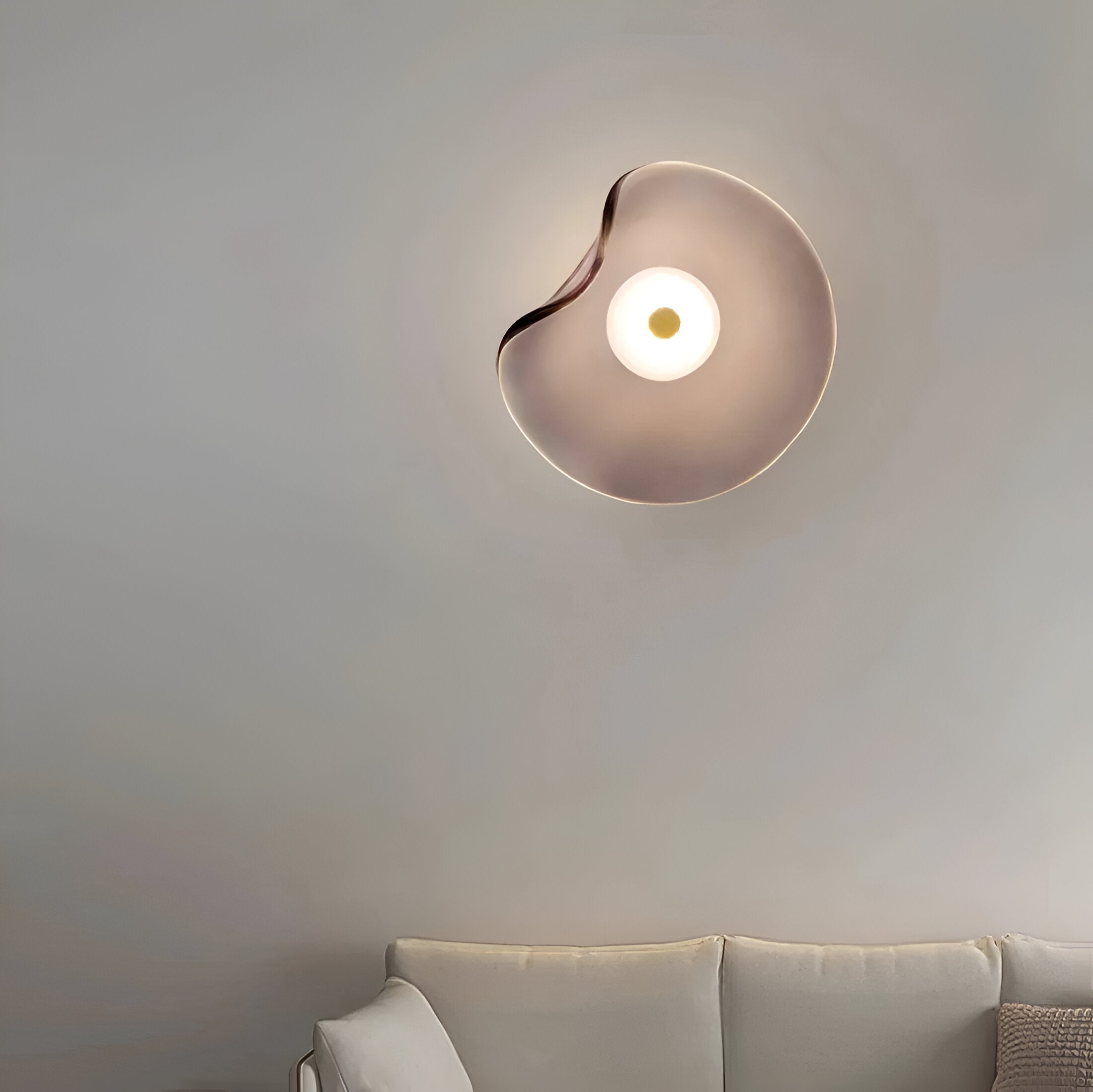 Nordic Curved Glass Japandi LED Wall Sconce 1-Light Lasson Living