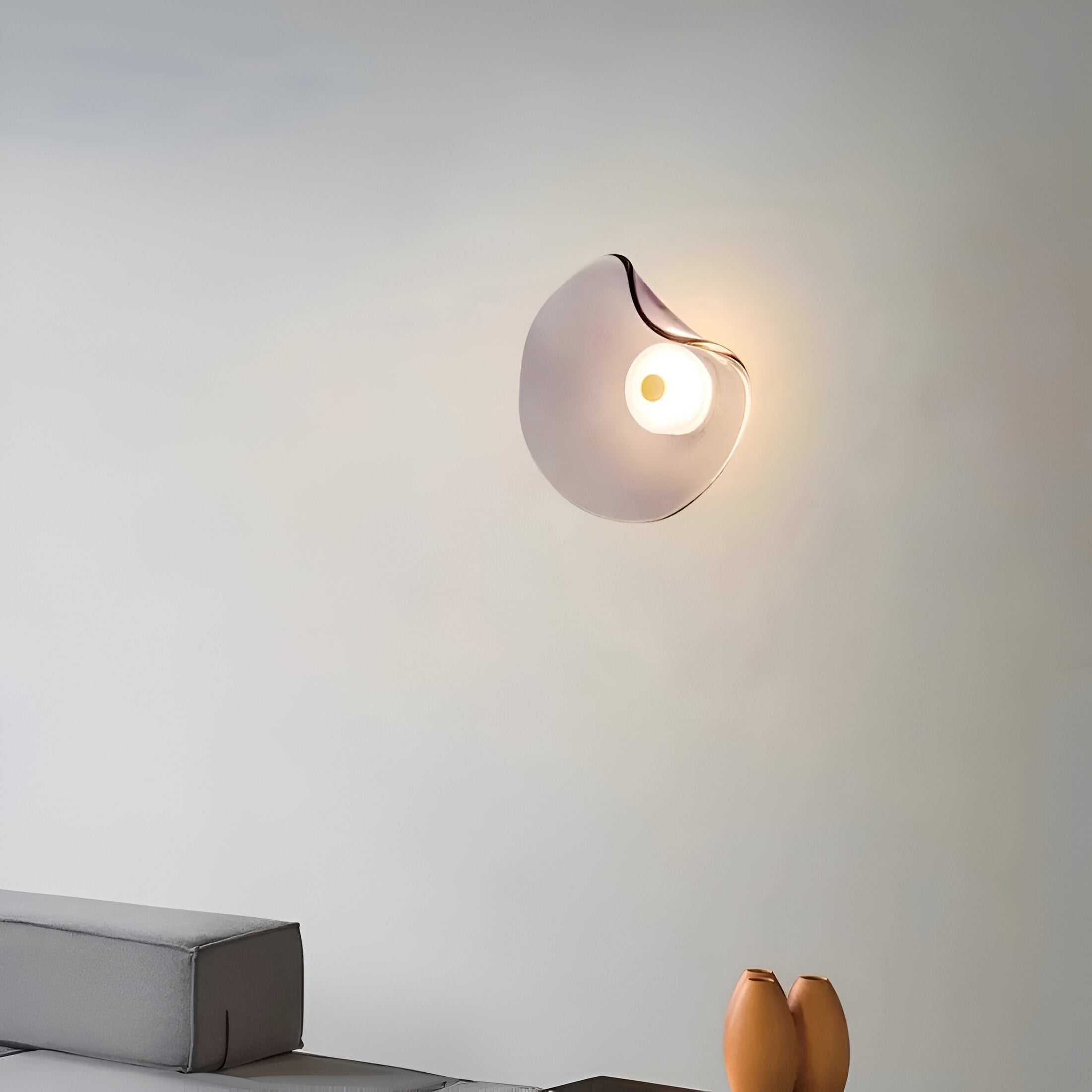 Nordic Curved Glass Japandi LED Wall Sconce 1-Light Lasson Living