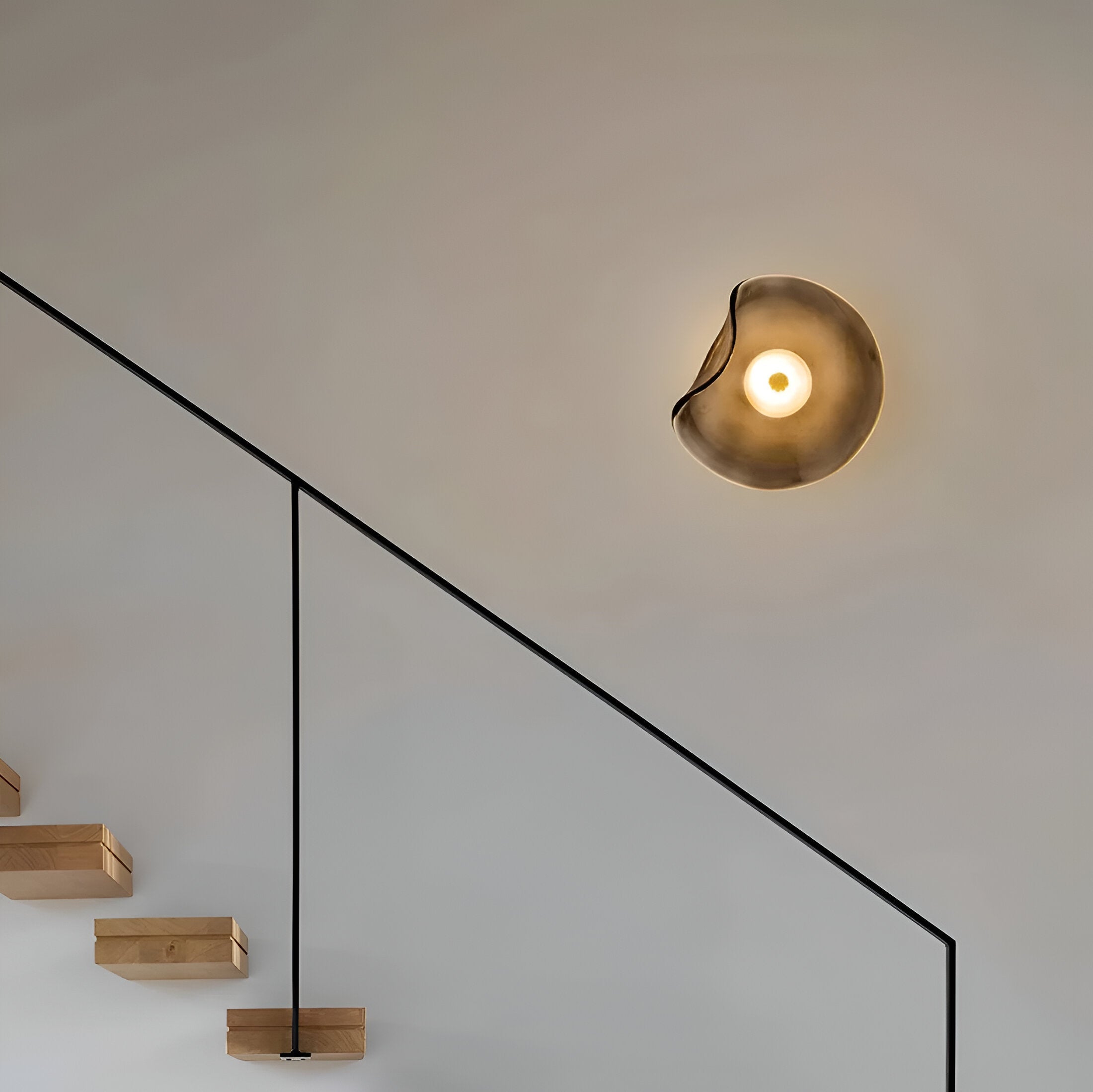 Nordic Curved Glass Japandi LED Wall Sconce 1-Light Lasson Living