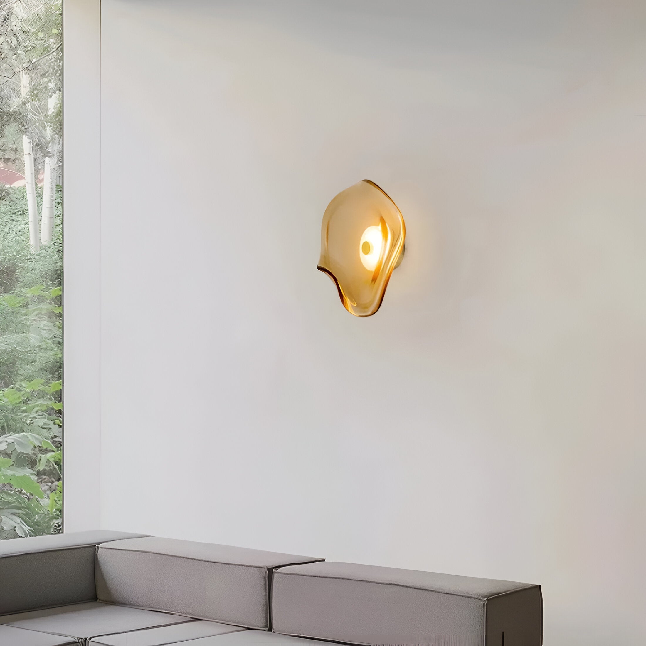 Nordic Curved Glass Japandi LED Wall Sconce 1-Light Lasson Living