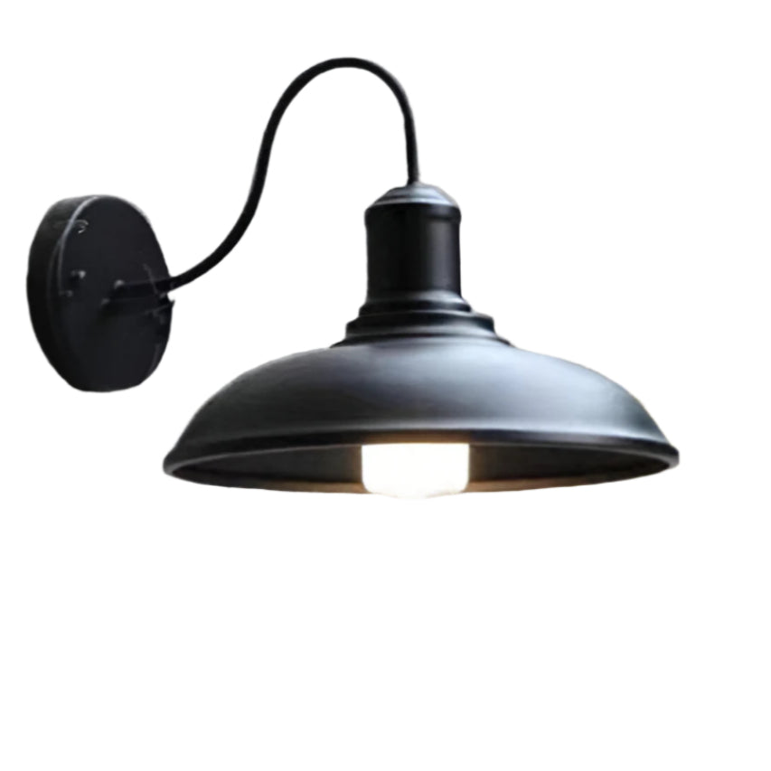 Vintage Industrial Iron Bowl Outdoor Wall Light LED 1-Light Lasson Living