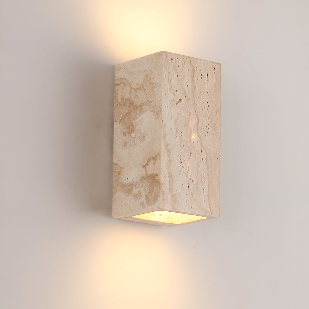 Minimalist Travertine Stone Square Outdoor Wall Light LED 1-Light Lasson Living