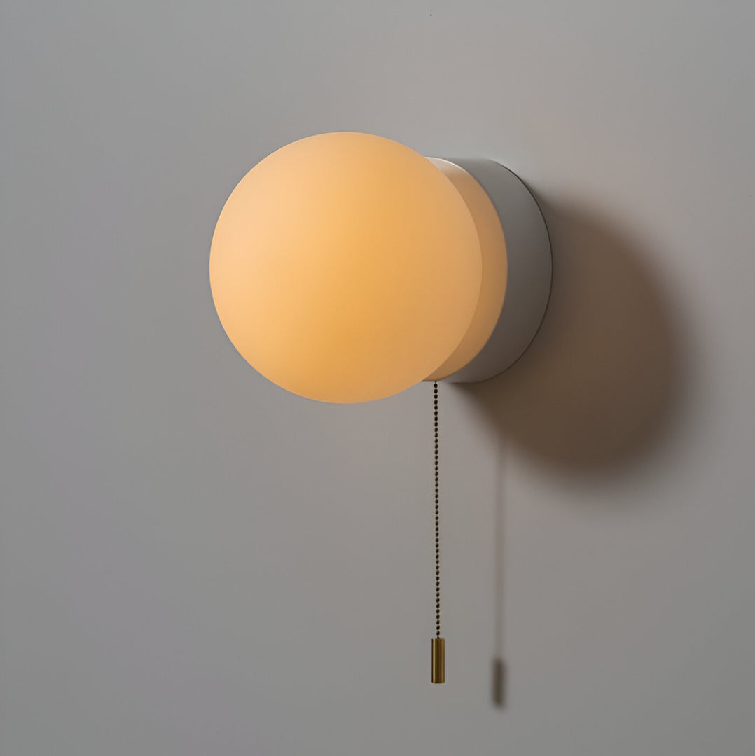 Nordic Minimalist Glass Globe Wall Sconce LED 1-Light with Pull Cord Lasson Living