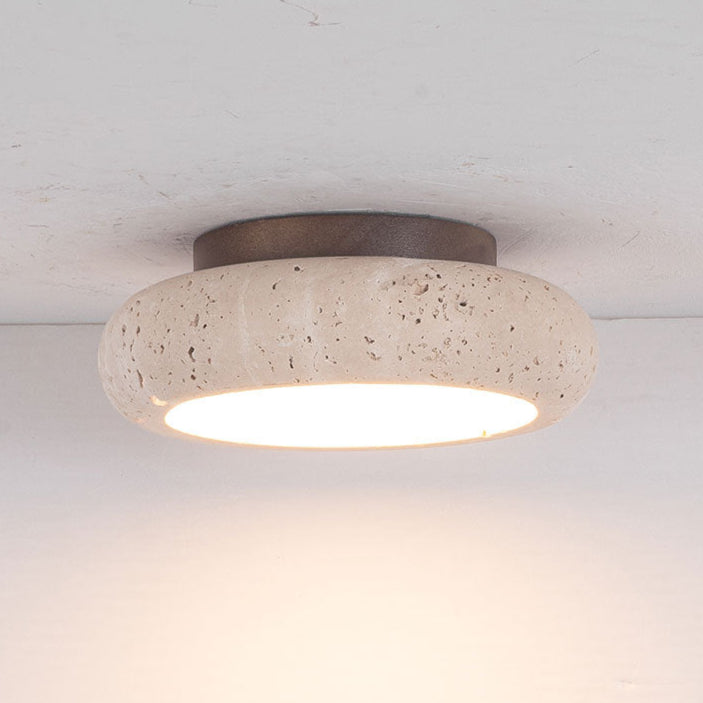 Retro Travertine Round LED Ceiling Light 1-Light Lasson Living