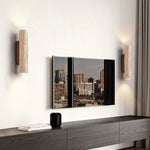Japandi Travertine Wood Cylinder Wall Sconce LED 1-light Lasson Living
