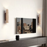 Japandi Travertine Wood Cylinder Wall Sconce LED 1-light Lasson Living