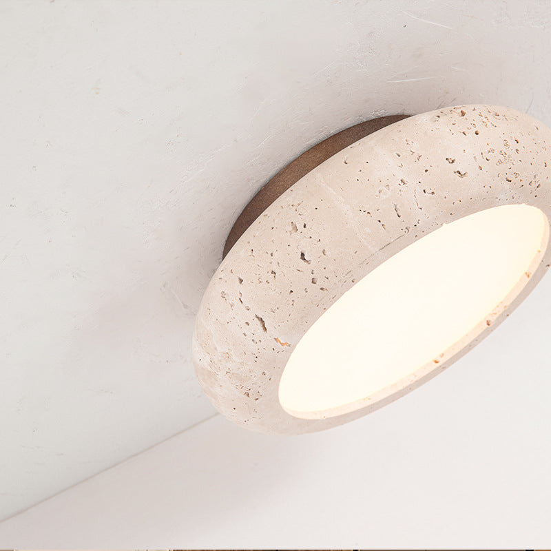 Retro Travertine Round LED Ceiling Light 1-Light Lasson Living