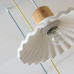 Modern Wood and Cement Scalloped Pendant Light | 1-Light Lasson Living