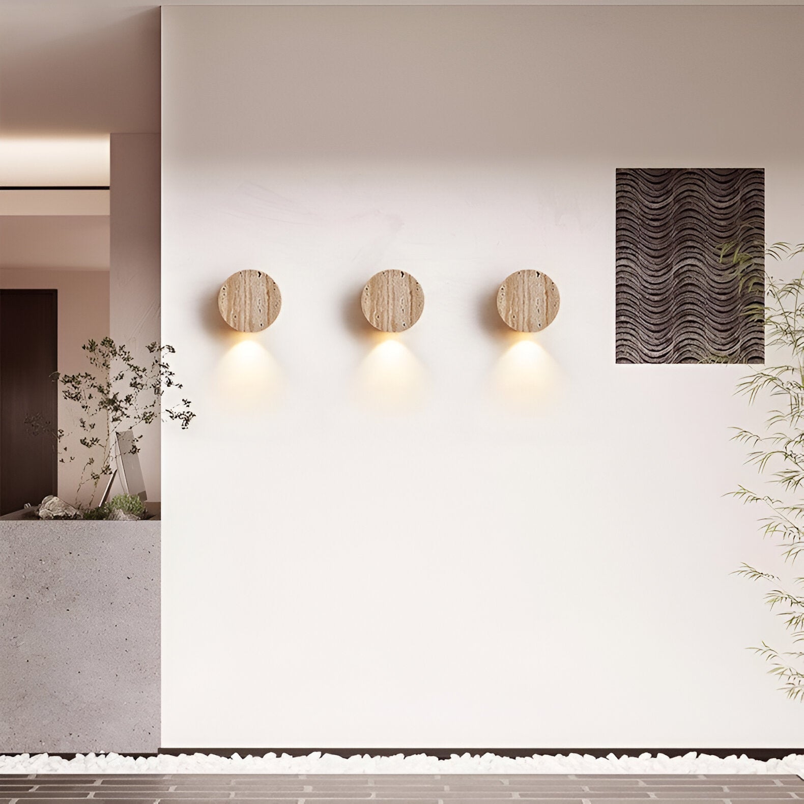 Japanese Wabi-Sabi Travertine Stone Wall Sconce LED 1-Light Lasson Living