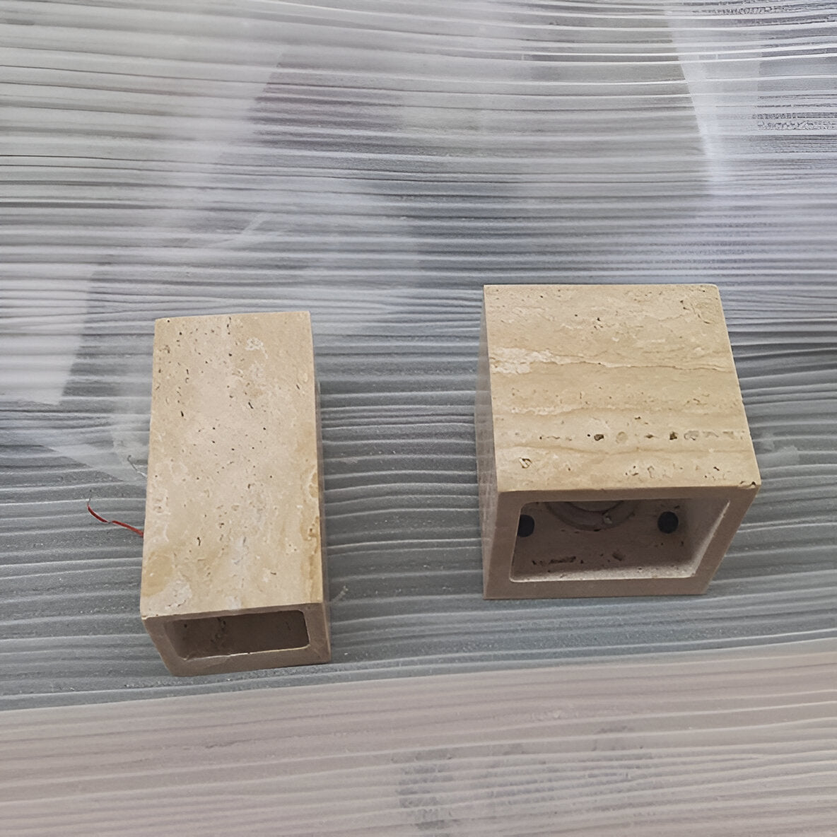 Minimalist Travertine Stone Square Outdoor Wall Light LED 1-Light Lasson Living