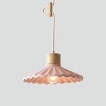 Modern Wood and Cement Scalloped Pendant Light | 1-Light Lasson Living