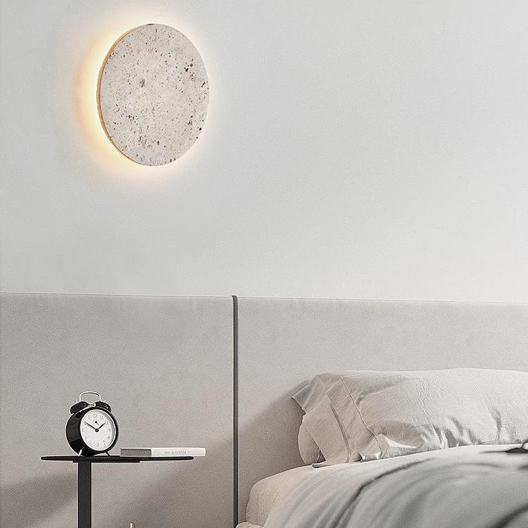 Minimalist Travertine Round Wall Sconce LED 1-light Lasson Living