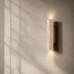 Japandi Travertine Wood Cylinder Wall Sconce LED 1-light Lasson Living