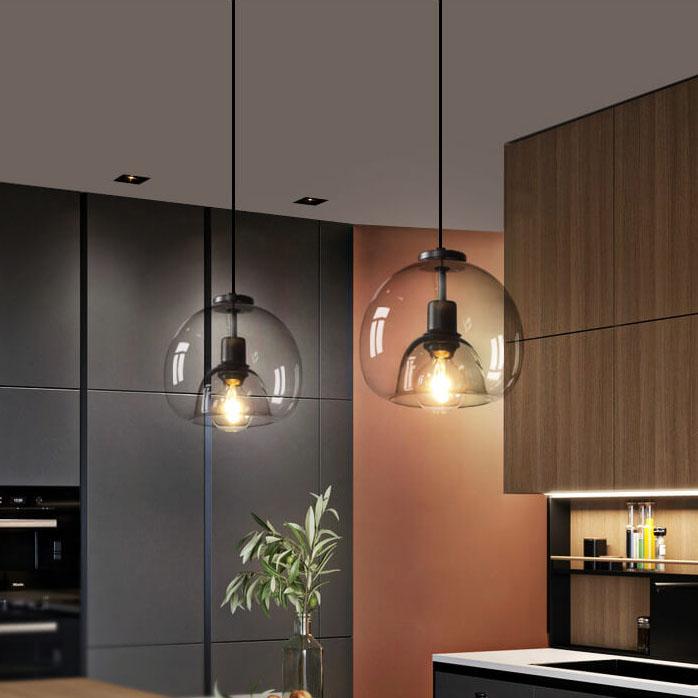 Minimalist Smoked Glass Dome Pendant Light 1-light Lasson Living