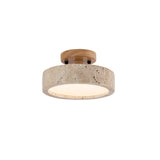 Modern Minimalist Travertine Round LED Ceiling Light 1-Light Lasson Living