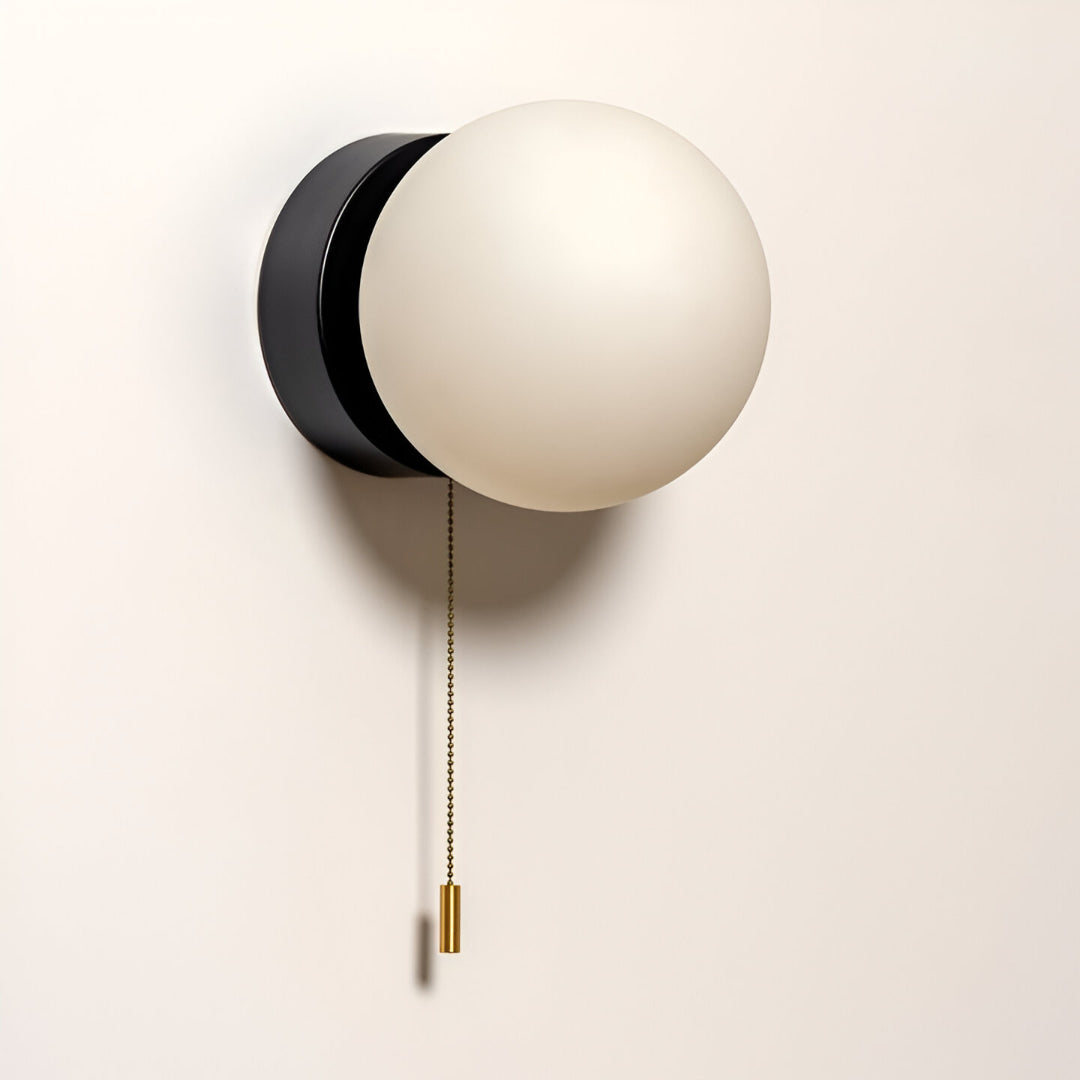 Nordic Minimalist Glass Globe Wall Sconce LED 1-Light with Pull Cord Lasson Living