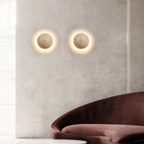 Modern Minimalist Travertine Round Wall Sconce LED 1-Light Lasson Living