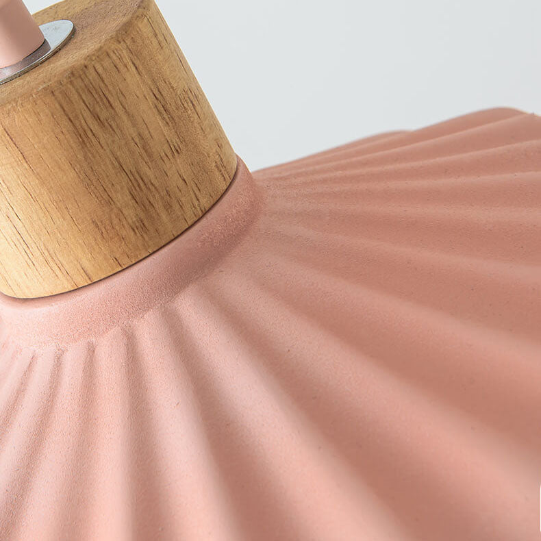 Modern Wood and Cement Scalloped Pendant Light | 1-Light Lasson Living