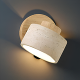 Minimalist Travertine Wood Cylinder Wall Sconce LED 1-light Lasson Living