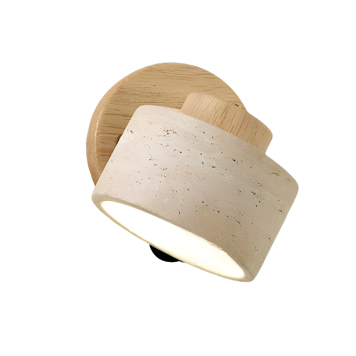 Minimalist Travertine Wood Cylinder Wall Sconce LED 1-light Lasson Living