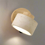 Minimalist Travertine Wood Cylinder Wall Sconce LED 1-light Lasson Living