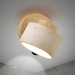 Minimalist Travertine Wood Cylinder Wall Sconce LED 1-light Lasson Living