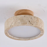 Modern Minimalist Travertine Round LED Ceiling Light 1-Light Lasson Living