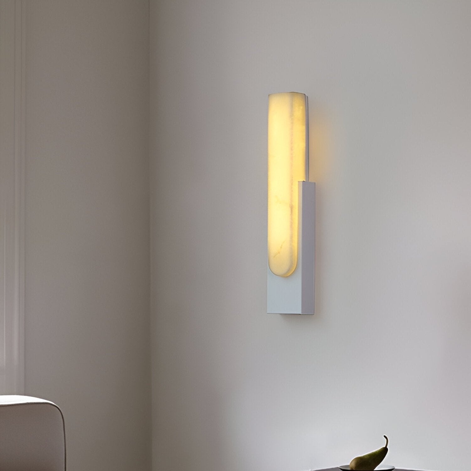 Modern Alabaster-Effect Brass Wall Sconce LED 1-Light Lasson Living